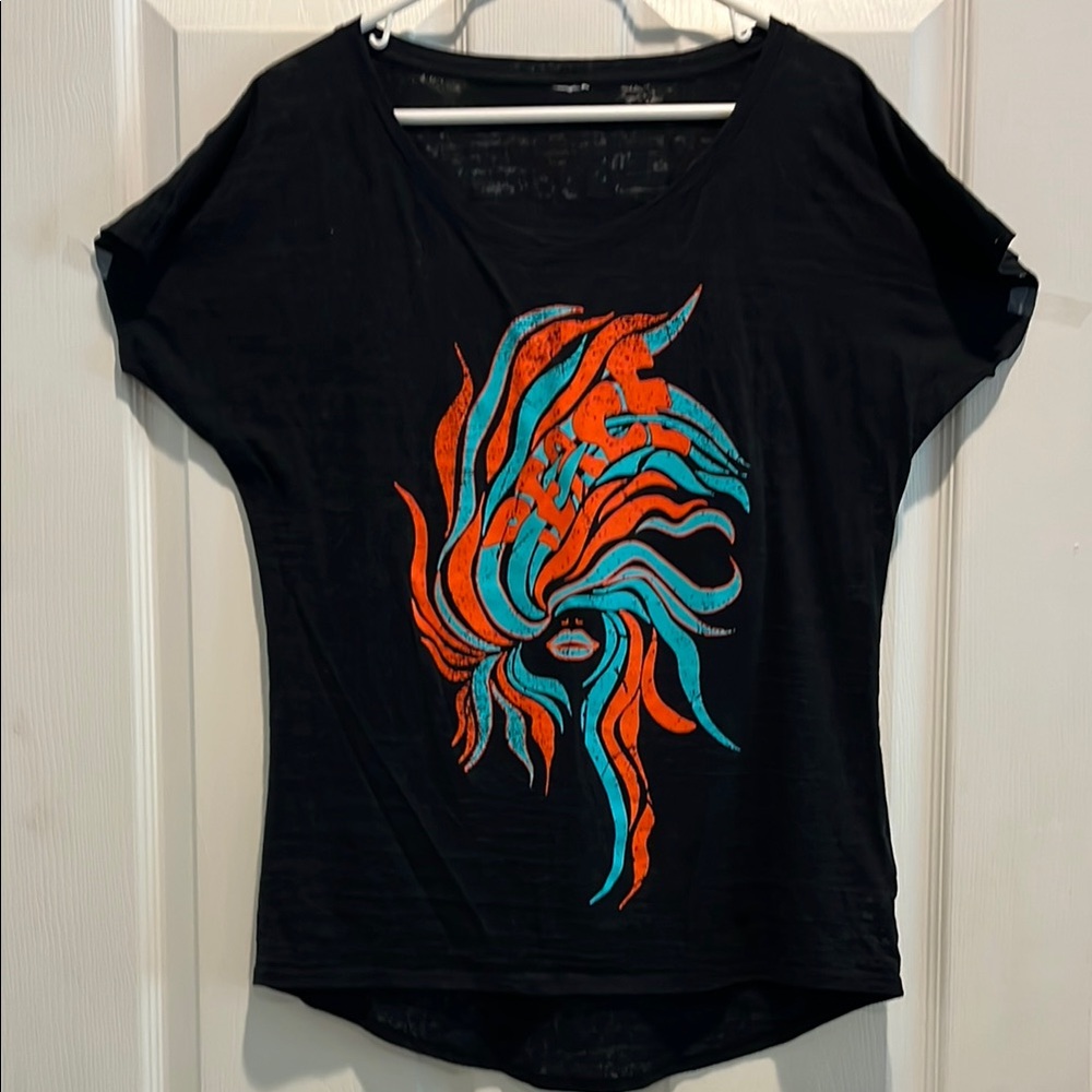 Black Graphic Women Top